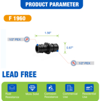 Raccord droit d'expansion KING SMART 1/2 po F1960/PEX-A sans plomb, certifié NSF UPC PPSU, pour tuyau PEX-A (Livraison gratuite aux États-Unis et au Canada)