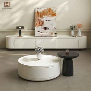 Moderno minimalista bianco rettangolare <span class=keywords><strong>TV</strong></span> Cabinet, accompagnato da arte astratta pezzo - Product Image 1