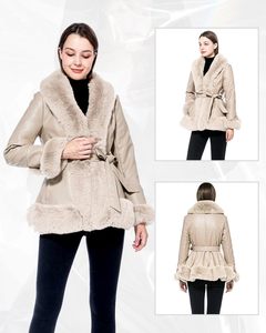 Veste pour femmes à la mode 2025 avec manches longues <span class=keywords><strong>Parka</strong></span> avec poches Manteau d'hiver chaud avec ceinture - Product Image 2