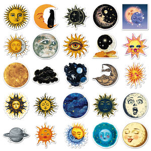 50pcs Cool Non-contrefaçon rétro fantaisie <span class=keywords><strong>soleil</strong></span> lune étoiles nuages autocollants pour guitare casque bureau autocollant décoratif - Product Image 4