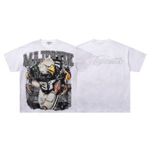 Camiseta MAJESTIK de Manga Corta para Hombre, Estilo HipHop, de Alta Calidad, con Parches de Lentejuelas y Lavado Desgastado - Product Image 6