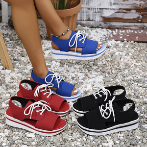 Women Thick-soled Summer New Sports <b>Sandals</b> Large Open Toe Lace-up Beach <b>Sandals</b> - Product Image 4