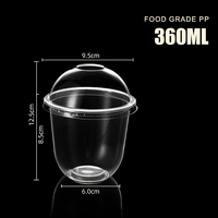 Boîte en plastique PET en forme de U pour yaourt, crème glacée, pudding, gâteau au lait, 95 mm en stock, 250 ml, 360 ml, avec couvercle