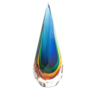 Handmade Murano Art Glass Big Sculpture Polyhedral Multidimensional Drop Design Traditional Blown Glass Technique