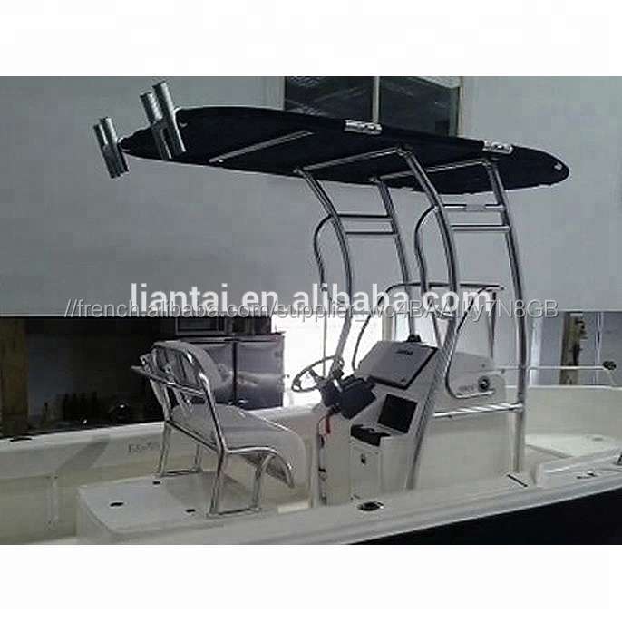 Dauphin Pro2 Bateau En Aluminium T Top Robuste T Top Cadre Anodisé/Bleu Marine Auvent