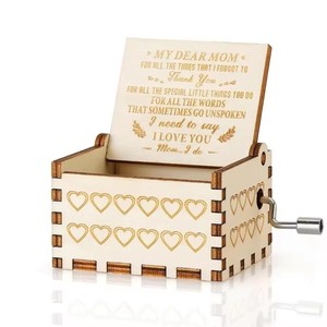Caja de música de madera tallada e impresa, música clásica para marido, esposa, regalo de bendición del Día de la mujer, accesorios para instrumentos musicales - Product Image 5