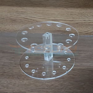 New Round Shape Transparent <b>Acrylic</b> Tweezer Display Stand for 12 Eyelash Eye Brow Tweezers and <b>Mirror</b> - Product Image 1