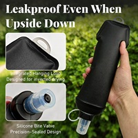 Gourde souple pliable en TPU avec valve de boisson en silicone, bouchon anti-poussière et boucle de suspension, sans BPA ni PVC, idéale pour la course à pied