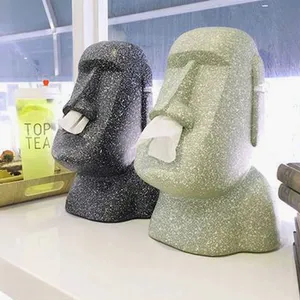 Creative paper towels draw resurrection island stone portrait paper tissue box,Custom bathroom paper Tissue Box Moai