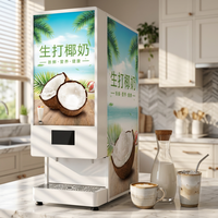 Distributeur Commercial de Lait de Coco Frais à Double Sortie, Machine à Boissons Fraîches au Coco avec Publicité Intégrée