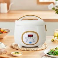 Penanak Nasi Digital Mini 1.5L Pintar Rendah Gula Laris Manis dengan Timer Prasetel, Alat Multifungsi untuk Rumah & Mobil