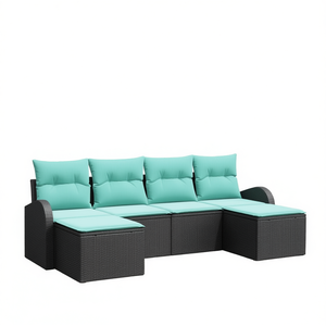 Black Poly Rattan Garden <b>Sofa</b> <b>Set</b> With Cushion Outdoor Furniture Contemporary Design Waterproof Garden Use - Product Image 1