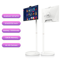 Monitor Inteligente de 23.8, 27 y 32 Pulgadas con Ruedas, CPU Android de 8 Núcleos, Control Remoto, Pantalla Táctil con Cámara, TV Portátil