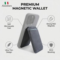 Dompet Stand Alcantara Mewah dengan Tempat Kartu Magnetik untuk iPhone 13/14/15/16, Penjepit Kartu Belakang, dan Bracket untuk Penggunaan di Meja