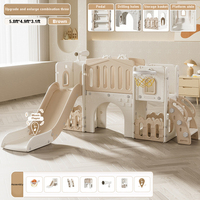 Équipement d'aire de jeux pour enfants intérieur/extérieur Maison de jeu d'escalade intérieure en PE Ensemble de toboggans en plastique pour tout-petits Cerceau de basket-ball pour la maison