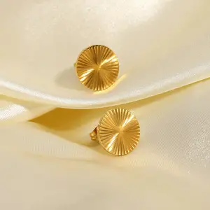 Pendientes de acero inoxidable hipoalergénicos para mujer y niña, aretes de tuerca con forma de ráfaga de estrellas, joyería circular brillante