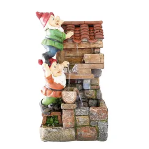 Resin Outdoor Gnome Water Fountain Outdoor Water Feature For Garden Decoration 36*29*66.5cm