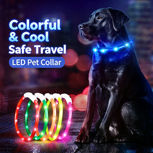 Collar Luminoso LED Cortable para Mascotas, Luz Nocturna Recargable por USB, Resistente al Agua, Collar de Seguridad Intermitente para Perros y Gatos - Product Image 3