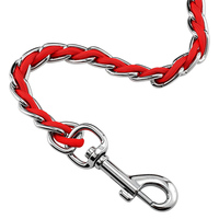 Laisse pour chien robuste en métal tressé, anti-morsure, avec crochets de traction à chaîne serpent à un seul maillon