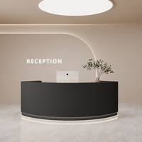 Comptoir d'accueil de luxe noir pour boutique de robes de mariée, salon de beauté, bar, entreprise de médecine esthétique - Finition laquée courbée