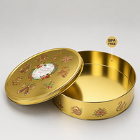 Boîte en métal ronde personnalisée de qualité supérieure, boîte à biscuits en métal gaufré, emballage alimentaire pour chocolat, boîte pour emballages cadeaux de fêtes