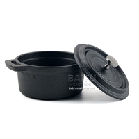 Mini poêle préassaisonnée en fonte, Mini four néerlandais avec plateau en bois, plat de service en fonte, Mini Casserole