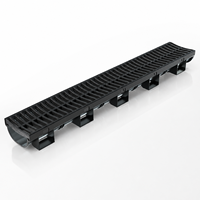 Caniveau de drainage moderne en polymère HDPE noir en forme de U, flexible, certifié CE, en acier inoxydable, pour l'extérieur, 100x45x1000mm