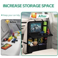 Organisateur de siège arrière de voiture avec de grandes poches de rangement, plateau pliable et support pour tablette pour les enfants, les voyages en famille