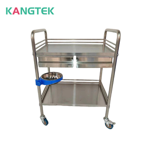Bệnh Viện điều trị y tế giỏ hàng hoạt động Xe đẩy 2 lớp 201 thép không gỉ Dụng cụ phẫu thuật Xe đẩy với ngăn kéo - Product Image 2