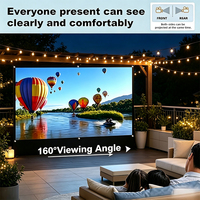 Écran de projection portable en gros 120 150 pouces, écran de cinéma extérieur 16:9 4K HD pliable avec crochets pour jardin