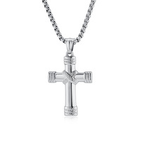 Mode classique bijoux or noir plaqué acier inoxydable noeud croix pendentif collier hommes accessoires
