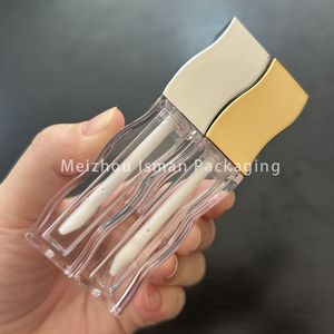 ISMAN - Tubo <span class=keywords><strong>de</strong></span> Brillo Labial Dorado <span class=keywords><strong>de</strong></span> Lujo <span class=keywords><strong>de</strong></span> 2 ml, Forma Ondulada, Envase <span class=keywords><strong>de</strong></span> Plástico Transparente Vacío, Venta al por Mayor, Logotipo Personalizado, Marca Privada - Product Image 5