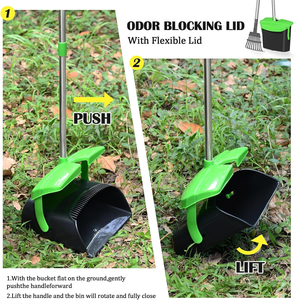 Ramasse-crottes pour chien avec long manche, plateau et râteau en métal inoxydable, pour chiens de taille moyenne et petite, robuste - Utilisation sur l'herbe, la terre ou le gravier - Product Image 4