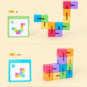 Juego de Bloques Espaciales 3D STEM, Bloques de Construcción de Madera Sensoriales para Niños con Tarjetas de Patrones - Product Image 2