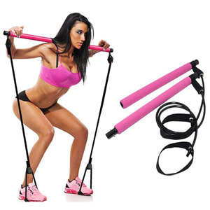 Home Workout Yoga Pilates Bar Kit, <span class=keywords><strong>2</strong></span> Latex Exercise Resistance Band with Foot <span class=keywords><strong>Loop</strong></span> - Product Image 1