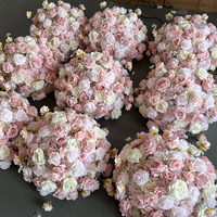 EG-S146 Décoration de Fête Rose pour Baby Shower, Centre de Table de Mariage 60cm avec Boule de Fleurs Artificielles en Soie Rose, Vert et Blanc