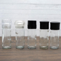 Récipient à épices en verre transparent de qualité supérieure, forme tube, avec bouchon en verre et en plastique, pour les essentiels de cuisine
