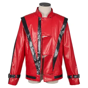 Giacca in Pelle Rossa in Poliestere per <span class=keywords><strong>Costume</strong></span> da Cantante POP Anni '70, Abbigliamento per Feste Disco, Halloween, Spettacoli, Top da <span class=keywords><strong>Uomo</strong></span> per Adulti - Product Image 1