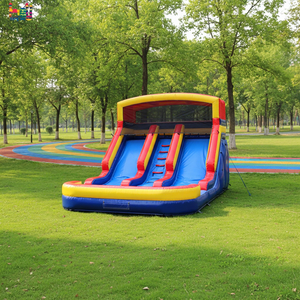 Toboggan gonflable commercial double piste en PVC de haute qualité <span class=keywords><strong>avec</strong></span> <span class=keywords><strong>piscine</strong></span> aquatique pour la <span class=keywords><strong>location</strong></span>, impression de logo, prix de gros Chine - Product Image 1