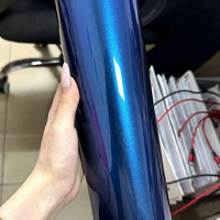 Film Vinyle Auto-Adhésif PET TPU Bleu Haute Brillance 5FTx60FT pour Covering Automobile, Fabriqué en Usine de Guangzhou, pour l'Europe du Nord