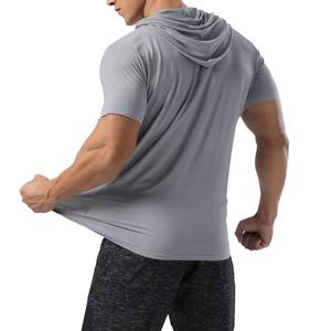Sudaderas Deportivas de Verano al por Mayor, Camisetas de Manga Corta de Algodón y Elastano para Gimnasio y Fitness, Sudaderas con Capucha para Hombre - Product Image 6