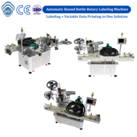 Etiquetadora Rotativa de Alta Velocidad 30-150 Botellas/Min, Aplicadora Automática de Etiquetas Controlada por PLC para Botellas de Vidrio Cuadradas y Latas