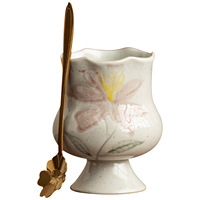 Ensemble tasse et soucoupe à café en céramique peinte à la main de style rétro avec motif floral 150 ml, emballage cadeau, vente en gros disponible