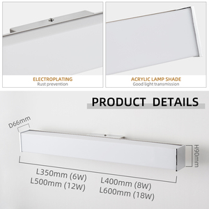 Bathroom Vanity Lighting For Hotel <b>Mirror</b> Front Lamp Makeup Lights IP44 Waterproof Stainless steel Led Wall Light Fixtures - Product Image 2