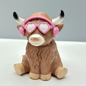 Creative Resin Highland Cow Figurine Cute Desktop Home Decor, Handcrafted Animal Statue <strong>Table</strong> <strong>Top</strong> Living Room <strong>Decoration</strong> - Product Image 6