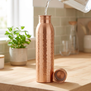 Premium 100% Pure Copper Water <b>Bottle</b> Plain Seamless Sports <b>Flask</b> Leak-Proof Ayurvedic Health Benefits Drinkware for Yoga - Product Image 1