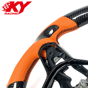 Volant sport racing personnalisé en fibre de carbone et cuir orange pour Honda Civic 11ème génération, Accord, CRV, Type R, Acura Integra - Product Image 2