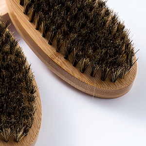 <span class=keywords><strong>Brosse</strong></span> à raser ovale pour homme en poils de sanglier avec manche en bambou naturel, personnalisable avec logo, vente en gros d'usine - Product Image 5