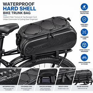 Bolsa Impermeable Rígida para Bicicleta, Textura de Fibra de Carbono y Cordón Elástico Superior, Organizador de Equipaje para Ciclismo Urbano - Product Image 1