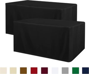 <strong>Black</strong> Tablecloth Fitted <strong>Table</strong> <strong>Clothes</strong> for 4 Ft 6ft 8ftRectangle <strong>Tables</strong> - Water Resistant Washable Fabric Polyester Rectangle - Product Image 1